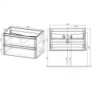 Комплект мебели бетон 100 см Vincea Vico VMC-2V100BT + VCB-2VP100W + VLM-2A100