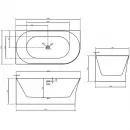 Акриловая ванна 150x78 см L Abber AB9258-1.5 L