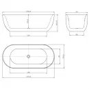 Акриловая ванна Aquatek Афина AQ-144778Bl 170x78 см, отдельностоящая, черный/белый