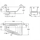 Акриловая ванна 150x100 см правая Roca Hall Angular ZRU9302865