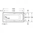 Акриловая ванна 160x70 см с отверстиями для ручек Roca Sureste ZRU9302787