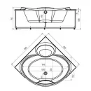 Акриловая гидромассажная ванна 150x150 см пневматическое управление стандартные форсунки Aquatek Эпсилон