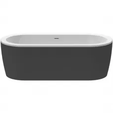 Акриловая ванна Cezares Slim SLIM CENTRAL-180-80-60-NERO-SET 180x80 см, отдельностоящая, черный матовый/белый