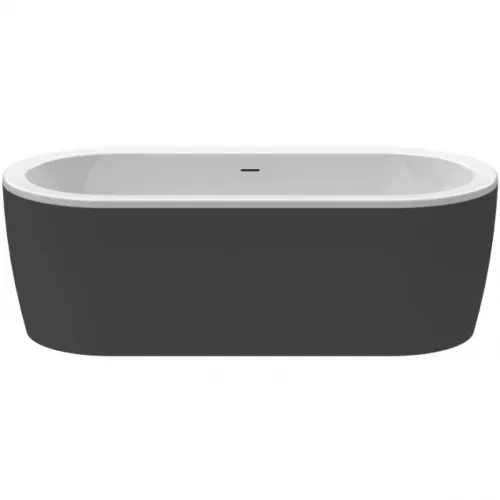Акриловая ванна Cezares Slim SLIM CENTRAL-180-80-60-NERO-SET 180x80 см, отдельностоящая, черный матовый/белый