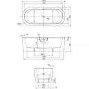 Акриловая ванна Cezares Slim SLIM CENTRAL-180-80-60-W37-SET 180x80 см, отдельностоящая, белый
