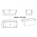 Акриловая ванна BelBagno BB60-1700-800 170x80 см, отдельностоящая, белый