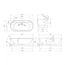 Акриловая ванна Abber AB9444MW 170x80 см, отдельностоящая, белый матовый