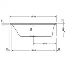 Акриловая ванна 170x75 см L Duravit P3 Comforts 700375000000000