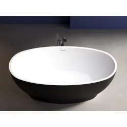 Акриловая ванна Abber AB9207MB 165x80 см, отдельностоящая, черный матовый/белый