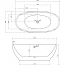 Акриловая ванна Abber AB9207MB 165x80 см, отдельностоящая, черный матовый/белый