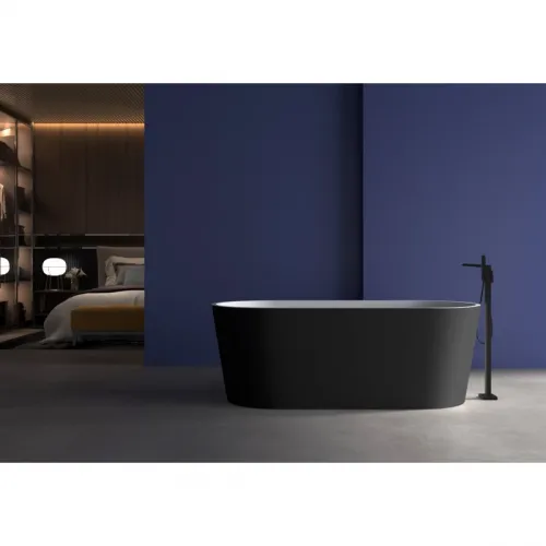 Акриловая ванна Abber AB9209MB 170x80 см, отдельностоящая, черный матовый/белый