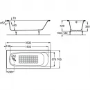 Ванна чугунная Roca Continental 21291200R 160x70 см, с антискользящим покрытием, белый