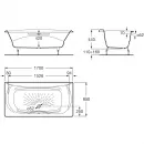 Ванна чугунная Roca Akira SET/2325G000R/526804010/150412330 170x85 см, с ручками, антискользящим покрытием, белый