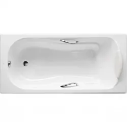 Ванна чугунная Roca Haiti SET/2331G0000/526804210/150412330 140x75 см, с ручками, антискользящим покрытием, белый