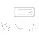 Ванна чугунная Delice Aurora DLR230617R 140x70 см, с отверстиями под ручки, белый