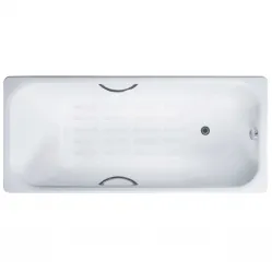 Ванна чугунная Delice Aurora DLR230617R-AS 140x70 см, с отверстиями под ручки, антискользящим покрытием, белый