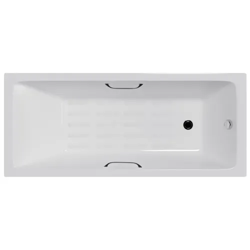 Ванна чугунная Delice Level DLR230618R-AS 140x70 см, с отверстиями под ручки, антискользящим покрытием, белый