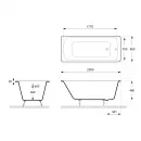 Ванна чугунная Delice Fort DLR230622-AS 200x85 см, с антискользящим покрытием, белый