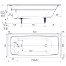 Ванна чугунная Delice Biove DLR220509R-AS 170x75 см, с ручками, антискользящим покрытием, белый