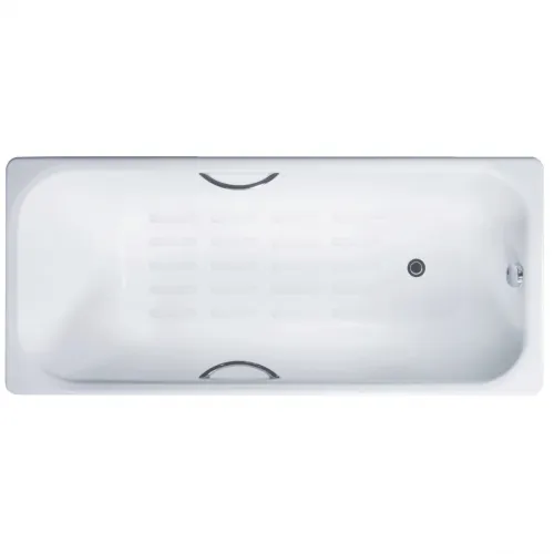 Ванна чугунная Delice Aurora DLR230604R-AS 160x75 см, с отверстиями под ручки, антискользящим покрытием, белый