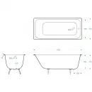 Ванна чугунная Delice Aurora DLR230606-AS 170x75 см, с антискользящим покрытием, белый