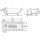 Ванна чугунная Roca Continental 21291300R 150x70 см, с антискользящим покрытием, белый