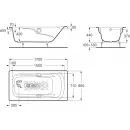 Ванна чугунная Roca Ming 2302G000R 170x85 см, с отверстиями под ручки, антискользящим покрытием, белый