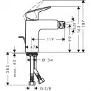 Смеситель для биде 100, с донным клапаном Hansgrohe Logis 71200000