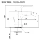 Смеситель для биде с донным клапаном Remer Energy EY20