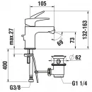 Смеситель для биде Laufen Laurin HF500710100000 с донным клапаном, хром
