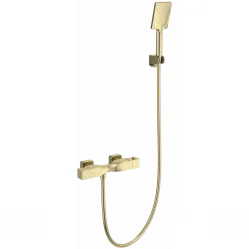 Термостат для душа Wonzon & Woghand Twist WW-B2025-A-BG с душевым гарнитуром, золотой матовый