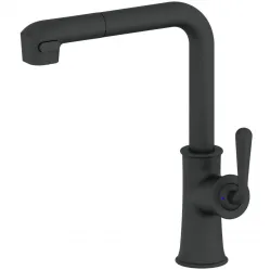 Смеситель для кухни Wonzon & Woghand WW-88439008A-MB с выдвижным изливом, черный матовый