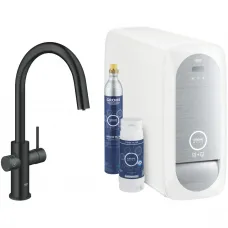 Смеситель для кухни Grohe Blue Home 31541KS0 с фильтром, с выдвижным изливом, черный бархат