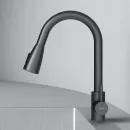 Смеситель для кухни AM.PM X-Joy S F85B07522 CoolStart, с выдвижным изливом, черный матовый