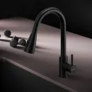 Смеситель для кухни AM.PM X-Joy S F85B07522 CoolStart, с выдвижным изливом, черный матовый