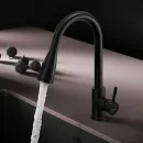 Смеситель для кухни AM.PM X-Joy S F85B07522 CoolStart, с выдвижным изливом, черный матовый