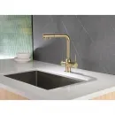 Смеситель для кухни Abber Emotion AF8814G с подключением к фильтру, выдвижным изливом, золотой матовый