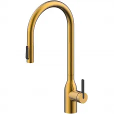 Смеситель для кухни Paulmark Universal Un213880-BG с подключением к фильтру, выдвижным изливом, золотой матовый
