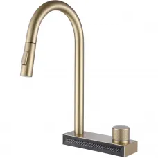 Смеситель для кухни Abber Wasser Kreis AF8114G CoolStart, с выдвижным изливом, золотой матовый