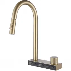 Смеситель для кухни Abber Wasser Kreis AF8114G CoolStart, с выдвижным изливом, золотой матовый