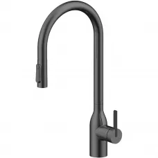 Смеситель для кухни Paulmark Universal Un213880-GM с подключением к фильтру, выдвижным изливом, вороненая сталь
