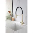 Смеситель для кухни Abber Wasser Kreis AF81141G с подключением к фильтру, гибким изливом, золотой матовый