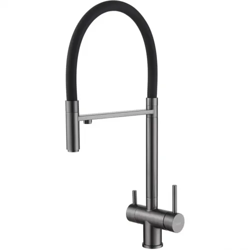 Смеситель для кухни Abber Wasser Kreis AF81141NG с подключением к фильтру, гибким изливом, никель