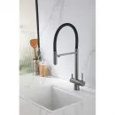Смеситель для кухни Abber Wasser Kreis AF81141NG с подключением к фильтру, гибким изливом, никель