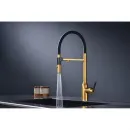 Смеситель для кухни Paulmark Magneto One Ma213188-BG с подключением к фильтру, гибким изливом, золотой матовый