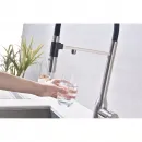 Смеситель для кухни Paulmark Magneto One Ma213188-BS с подключением к фильтру, гибким изливом, нержавеющая сталь