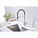 Смеситель для кухни Paulmark Magneto One Ma213188-BS с подключением к фильтру, гибким изливом, нержавеющая сталь