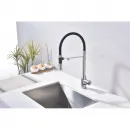 Смеситель для кухни Paulmark Magneto One Ma213188-BS с подключением к фильтру, гибким изливом, нержавеющая сталь