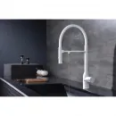 Смеситель для кухни Paulmark Magneto One Ma213188-WH с подключением к фильтру, гибким изливом, белый матовый
