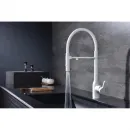 Смеситель для кухни Paulmark Magneto One Ma213188-WH с подключением к фильтру, гибким изливом, белый матовый